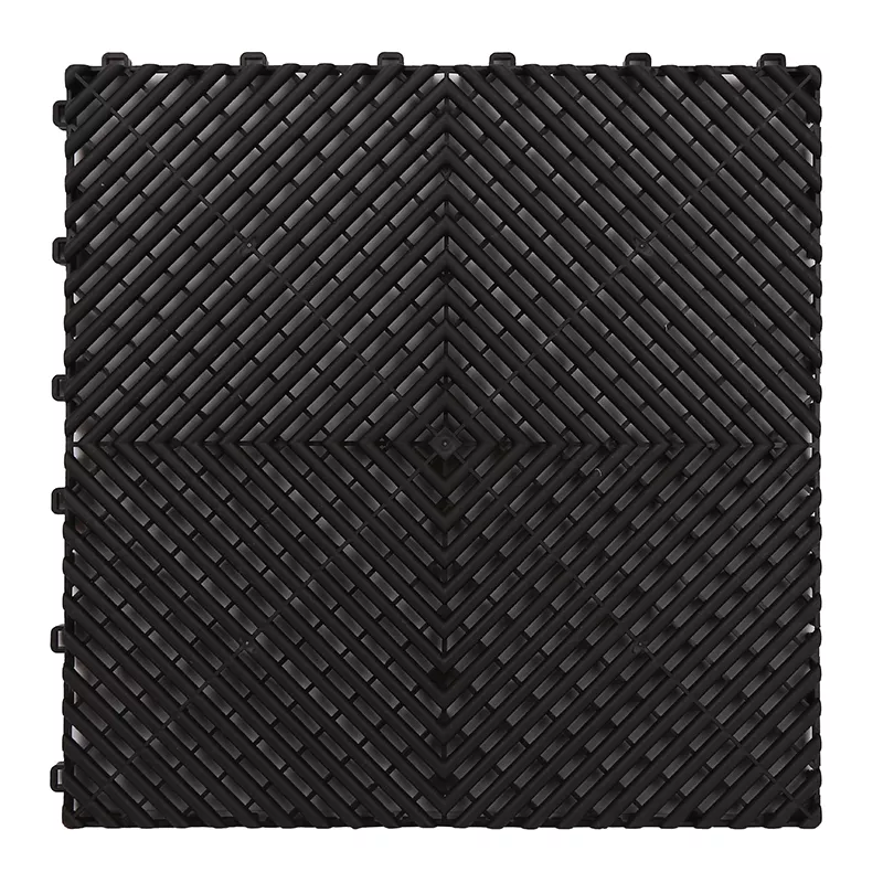 Interlocking Floor Tile 400mm x 400mm x 18mm - 30 Pack - BLACK