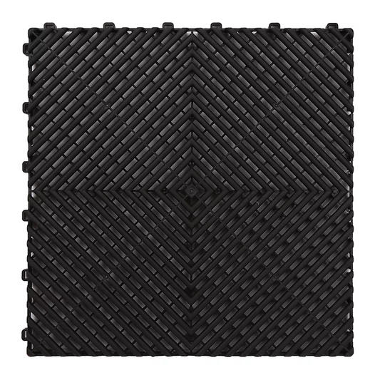 Interlocking Floor Tile 400mm x 400mm x 18mm - 30 Pack - BLACK